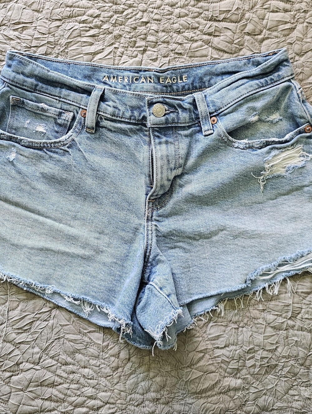 American Eagle Outfitters Light Wash Distressed Denim Cutoff Shorts